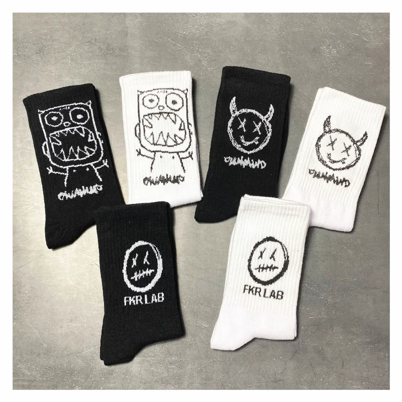 

Anime Socks Men Women Couples Grimace Tall Hip hop Wild Happy Funny Street Fashion Cartoon Korean College Style Basketball Socks