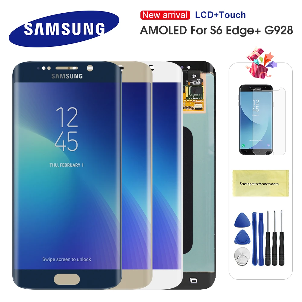 

Original Super AMOLED LCD For S6 Edge Plus LCD G928 G928F Display Touch Screen Assembly Replacement For S6 edge+ LCD