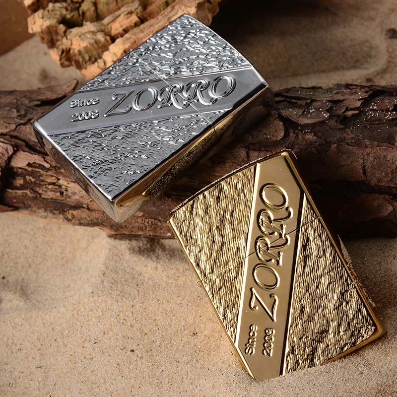 

Genuine Product ZORRO Carved Rich Kerosene Lighter Cool Windproof Metal Copper Shell Cigarette Lighter