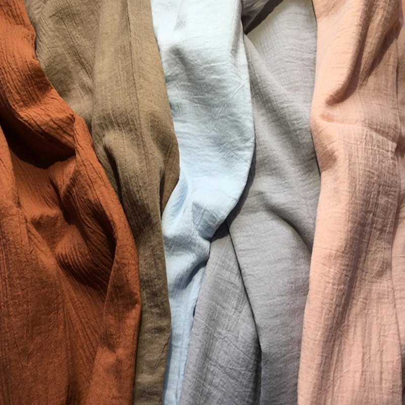 

100 метров SC02, однослойная гофрированная марлевая ткань, 100% хлопок, 130 см ширина, 69 г/м2, ткань, промытая песком, оптовая продажа