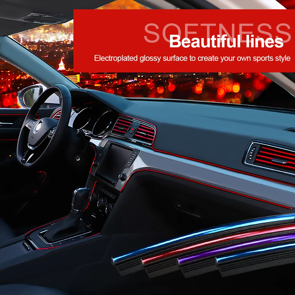 

LOEN Car 5M/pcs Universal DIY Flexible Interior Decoration Moulding Trim Strips Car Central Control and Door Decoration Strip
