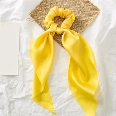 002 Ponytail scrunchie hair ties Scarf Elastic Hair Rope for Women Hair Bow Ties Scrunchies Hair Bands Flower Print Ribbon Hairbands - Цвет: 002