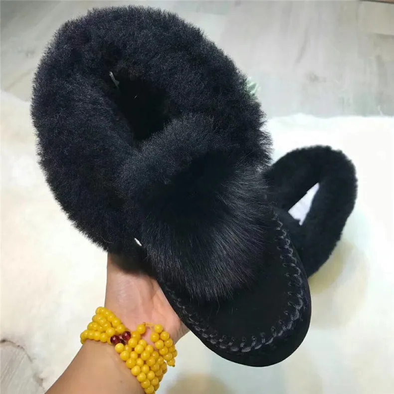 New Warm Natural Fur Women Snow Boots Real Wool Winter Boots Non-slip Rubber Soles Ankle Boots Fashion Female Casual Shoes