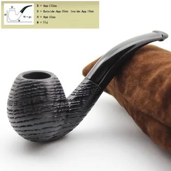 

Bent Natural Bog Oak Wood Tobacco Smoking Pipe Handmade Sandblast Black Wooden Round Bowl Smoke Pipes Set & 9mm Filters XBW538