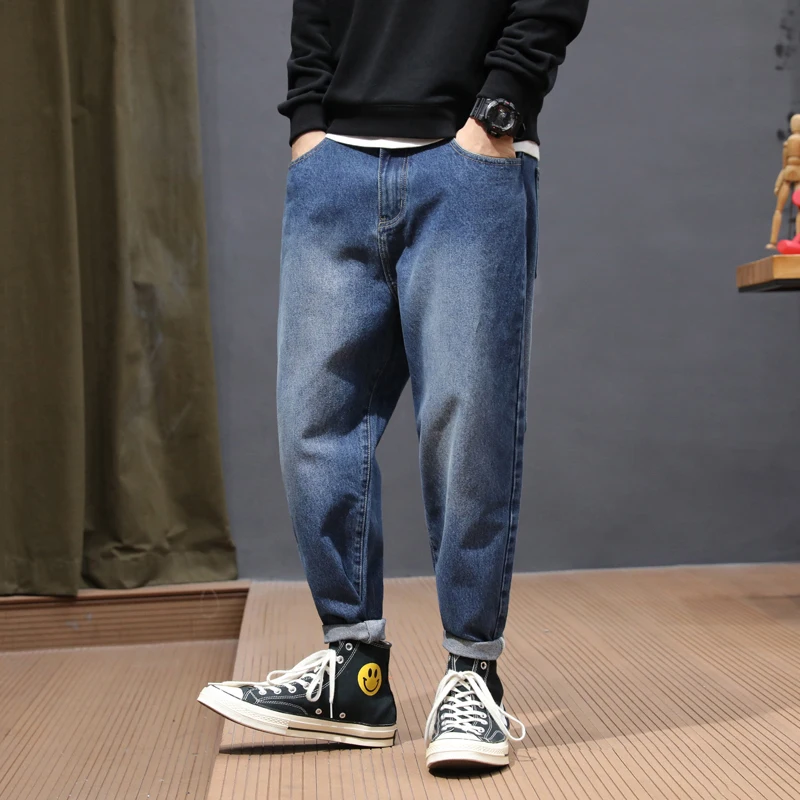 Great Value Japanese Fashion Men Jeans Loose Fit Vintage Designer Black Gray Cargo Pants Harem Jeans Streetwear Hip Hop Jeans Men Joggers