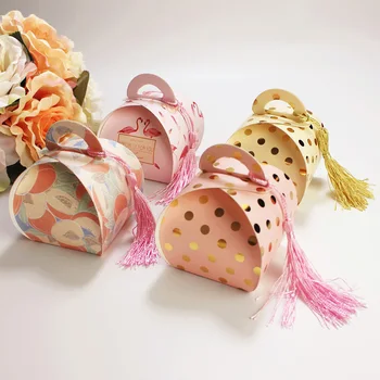 

50pcs Mini Dots Golden Bronzing Candy Boxes Flamingo Chocolate Box for Baby Shower Gift Box Birthday Wedding Party Favor
