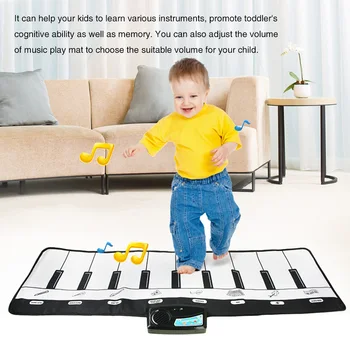 

8 Musical Instruments Soft Foldable Kids Piano Mat Demo Fun Birthday Gifts 10 Keys Electronic Play Educational Toy Game Carpet