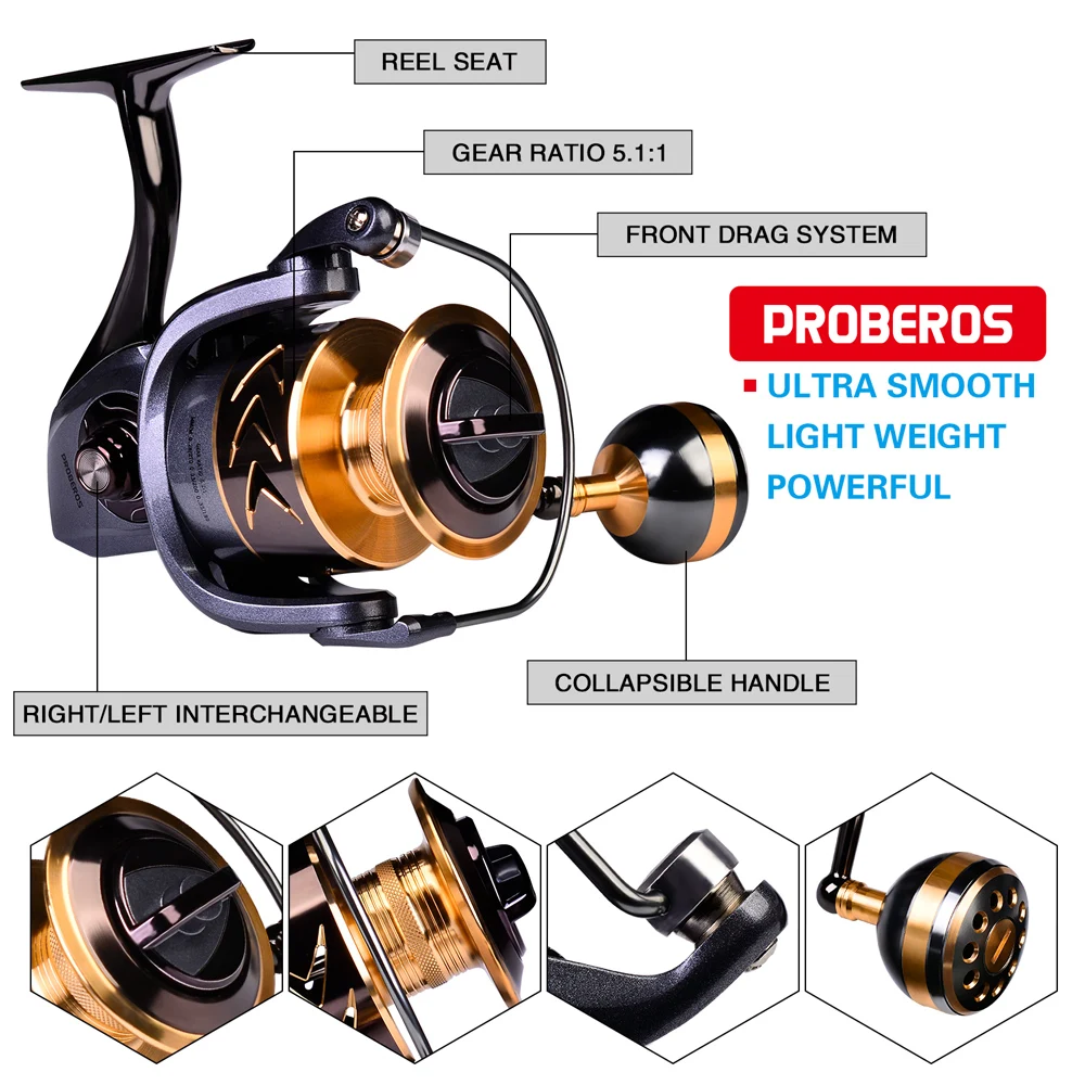 Proberos Telescopic Rod & Reel Kit 5.2:1 Gear Ratio Spinning Reel 2.1m  Carbon Fiber Fishing Rod Combo Bag Line Baits Hooks Set - AliExpress