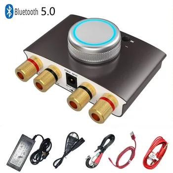 

Mini Bluetooth 5.0 Digital Amplifier Hifi Stereo Home Audio Power Amp 50W + 50W AUX/USB for Headphone Speaker PC TV CD Player