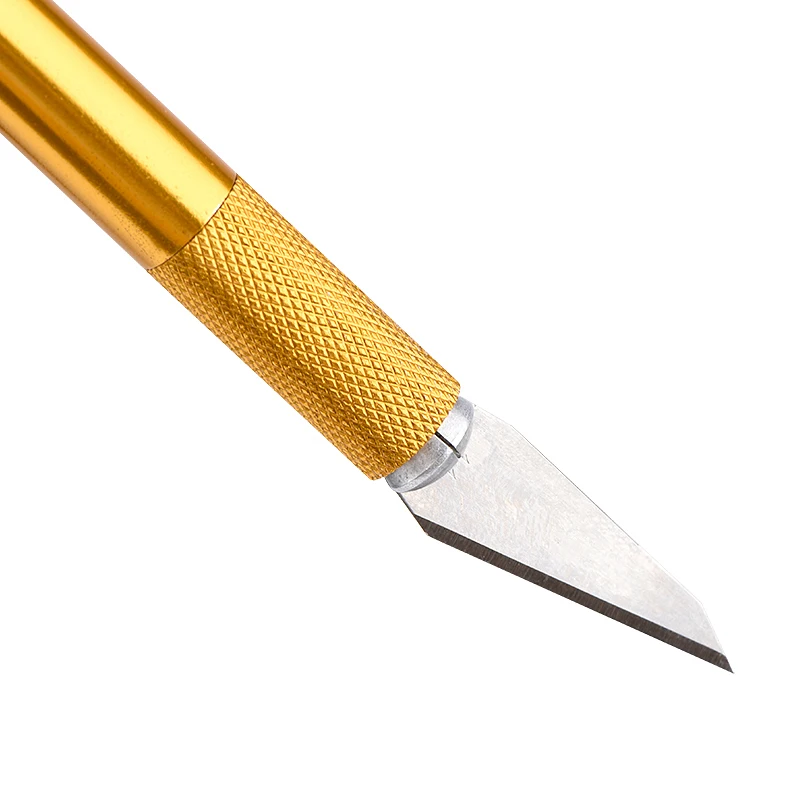Cutting Tool JCD Non-Slip Gold Metal Scalpel Knife Tools Kit + 5pcs Blades Mobile Phone PCB DIY Repair Hand Tools