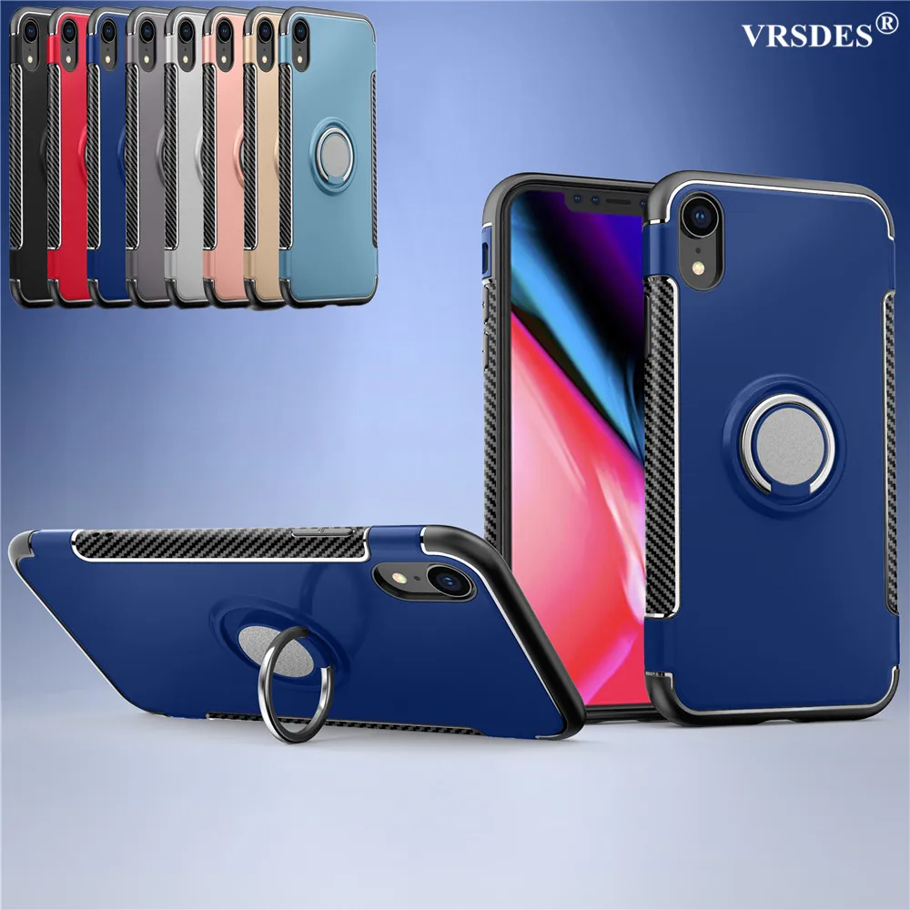 Чехол с 3D кольцом для iPhone 8 7 6 6S Plus XS Max XR X чехол 360 дюйма Магнитная подставка из
