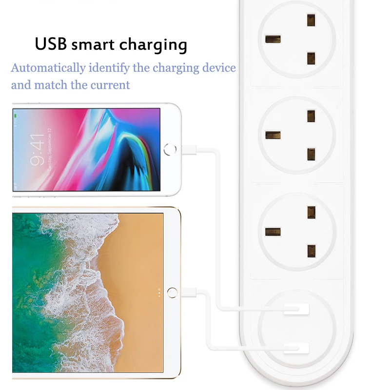 USB Мощность полосы бытовой электроники Быстрая зарядка розетка с USB 3/4/5 AC UK Разъем гнездо для шнура удлинителя 1,8 M 3M USB кабель