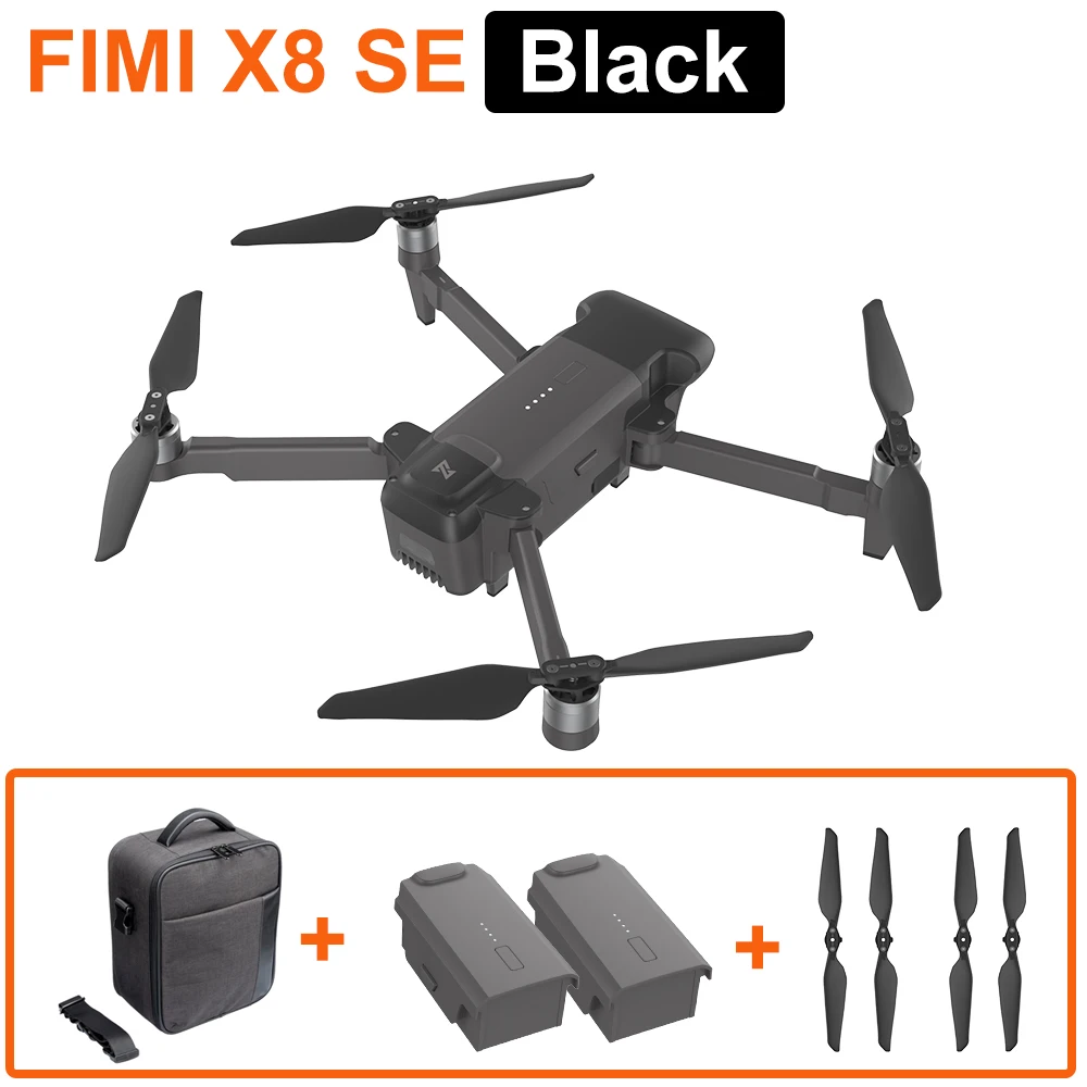 

Original Black FIMI X8 SE RC Drone Black with 4K HD Camera 5KM FPV 33mins Flight RTF Battery Landing Parts Gifts