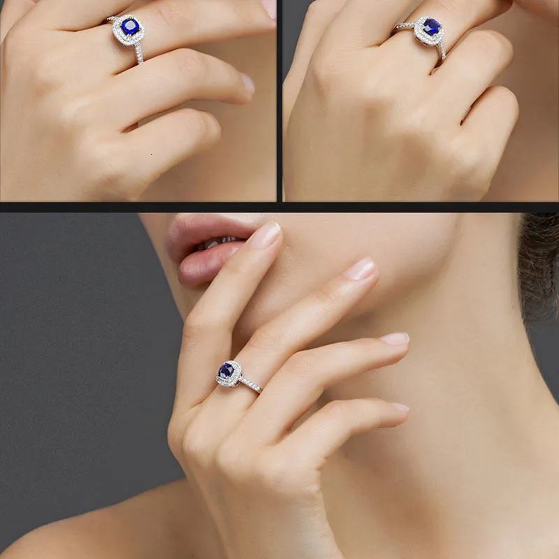 Cellacity Luxury Sapphire Ring For Women Silver 925 Finger Jewelry Blue Gemstones Open Size Female Anniversary Gift Wholesale