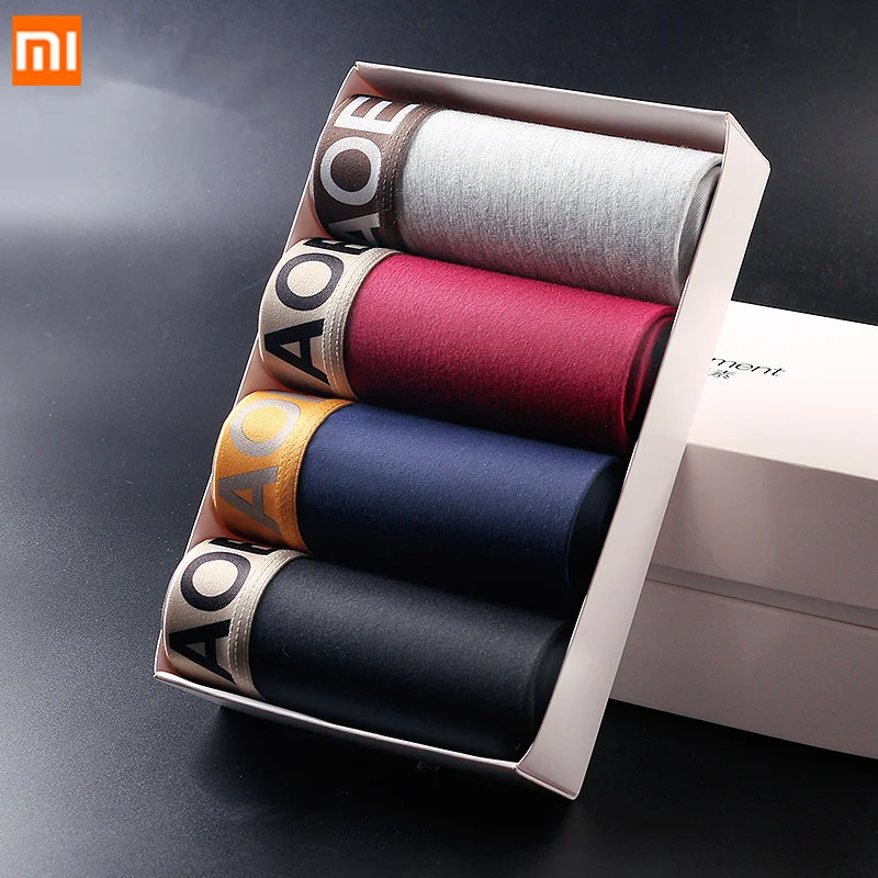 Xiaomi Mijia мужские трусы-боксеры, трусы 4 шт./компл. из модифицированного вискозного волокна; дышащие трусики-боксеры дома, на пикантном тонком трусы для мужчин выпуклая мужское нижнее белье, мужское нижнее белье, трусы, летние носки