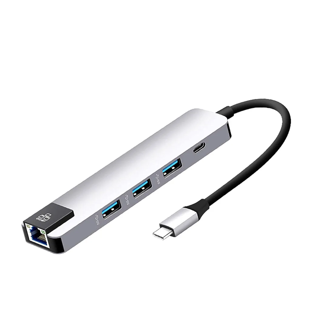 Ouhaobin 5в1 концентратор USB Type C адаптер с HDMI 4 K видео Ethernet RJ45 LAN адаптер для ПК