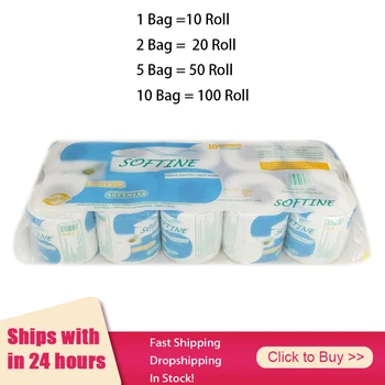 

1 Bag 10 Roll Toilet Paper Toilet Roll Tissue Roll Pack Of 10 3Ply Paper Towel Tissue Household Toilet Paper Toilet Tissue Paper
