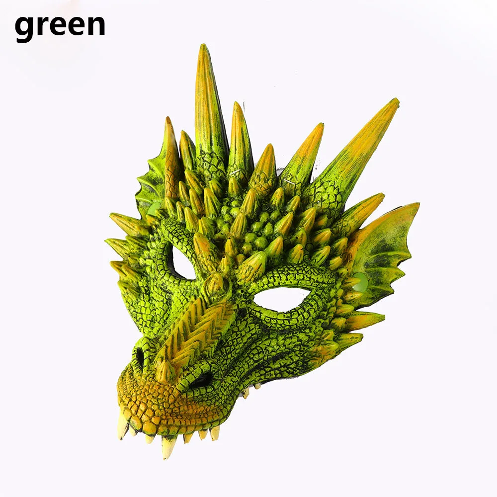 green Карнавальные вечерние маскарадные маски на Хэллоуин из искусственной кожи с драконом для костюмированной вечеринки; 6D маска для костюмированной вечеринки в виде дракона; мужские и wo мужские реквизиты - Цвет: green