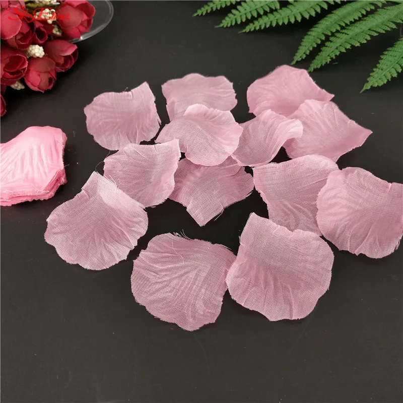 pink Белые, красные, розовые, 1000 шт, шелковые лепестки роз, лепестки цветов, лепестки цветов, свадебные принадлежности, вечерние украшения, светло-голубые, фиолетовые, 6Z SH012 - Цвет: pink