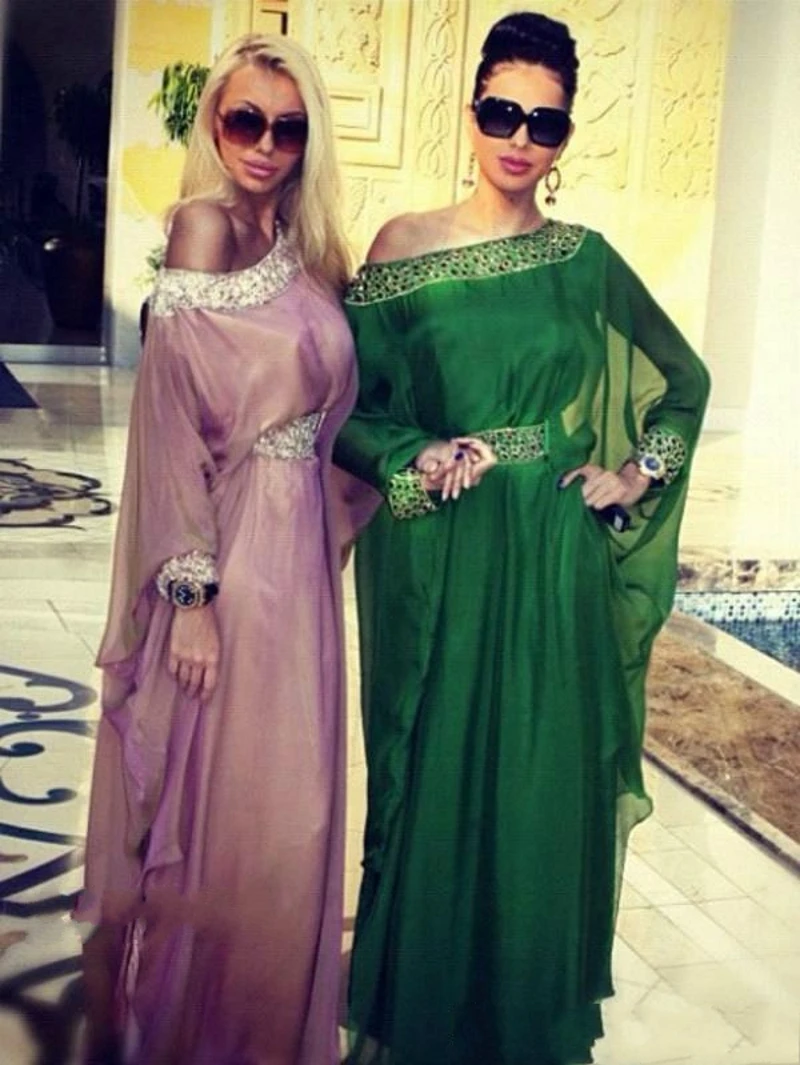 

High Quality Green Arabic Kaftan Evening Dreses 2020 Dubai Chiffon Arabian Long Formal Party Gown Custom Make robe de soriee
