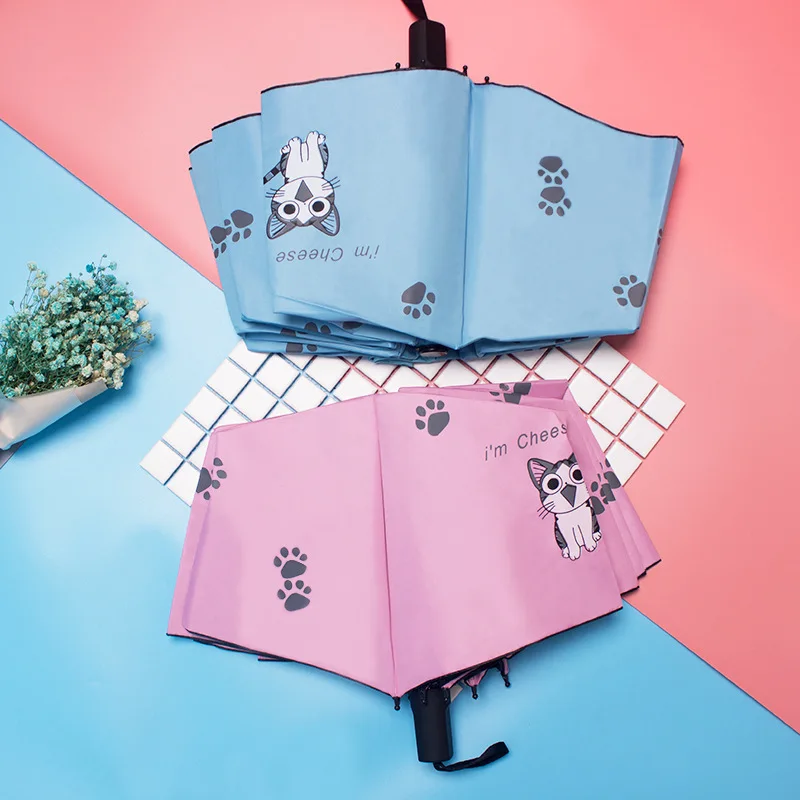 

Parasol Kitty Vinyl Folding Umbrella Japanese-style Hipster UV-Protection Parasol a Generation of Fat