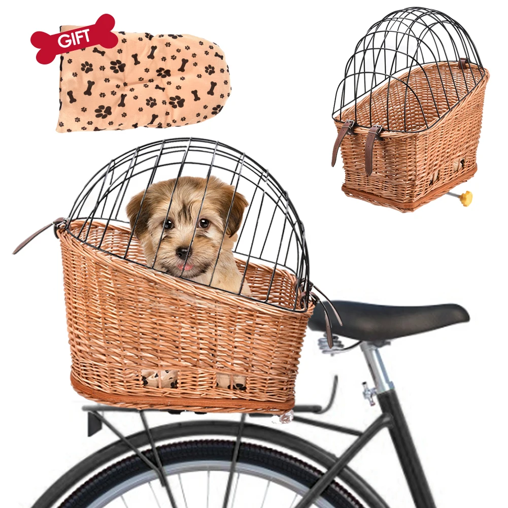 Cestino bici in vimini porta animali posteriore