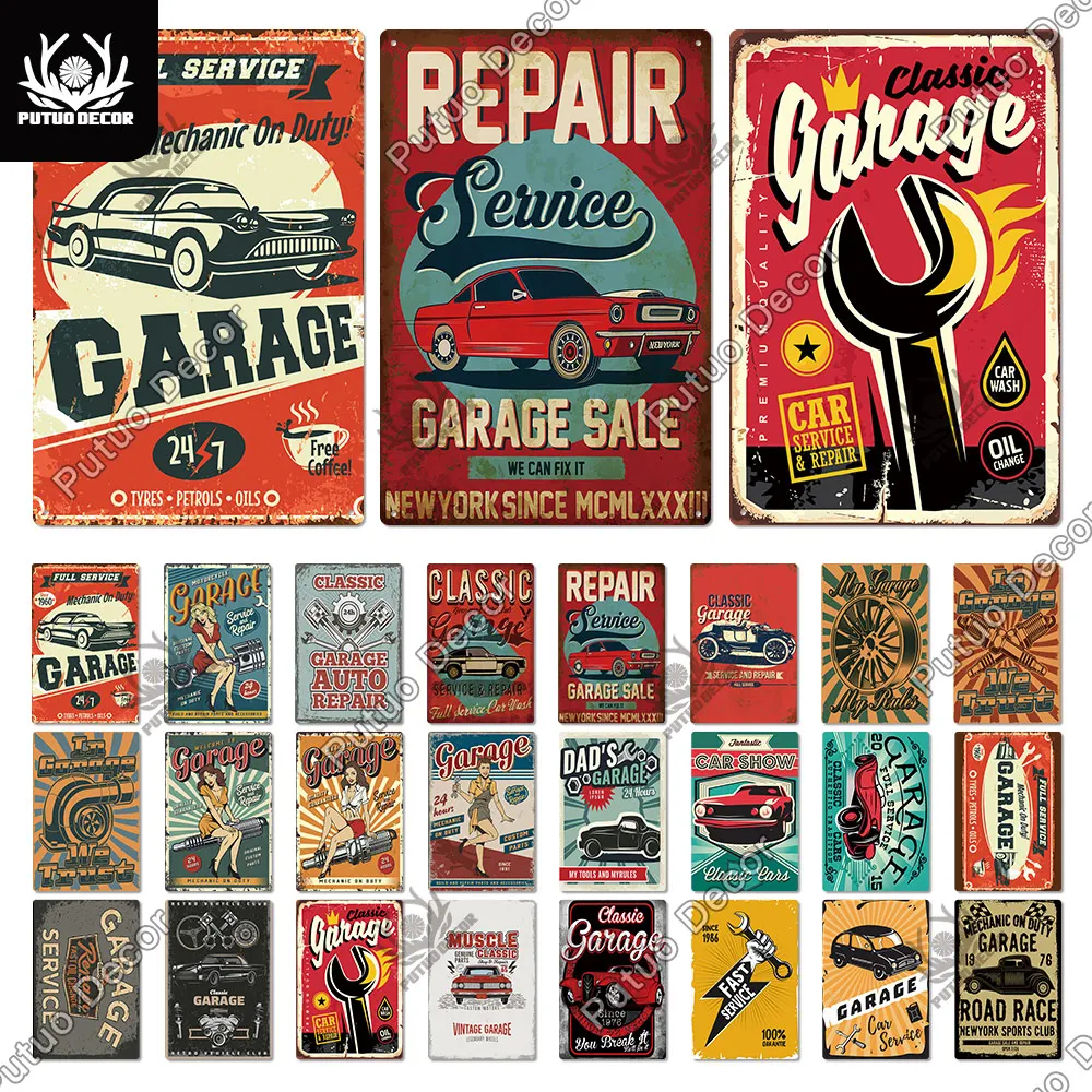 Plaques métal vintage décoration garage