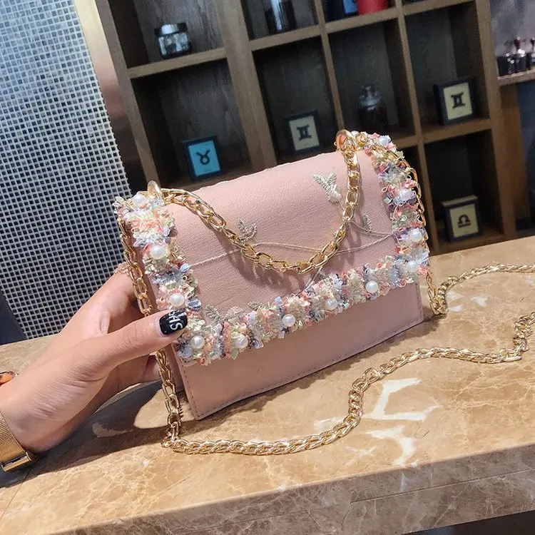 

WOMEN'S Bag Chain Shoulder Bag PU Handbag Small Square Bag Women's Fashion 2019 Autumn And Winter New Style Shoulder Bag