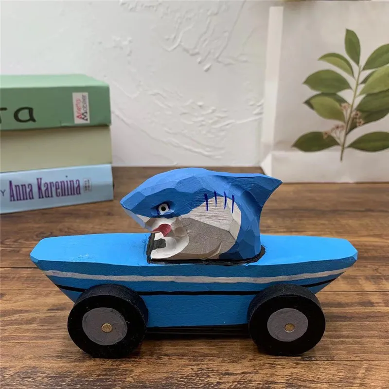 Simulation Model Wooden Children's Educational Toy Trolley Cute Animal Car Children's Room Desktop Decoration Birthday Gift - Color: J