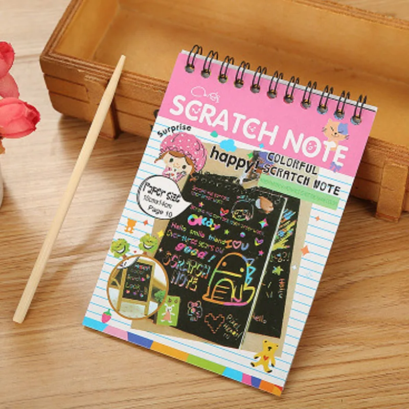 EZONE DIY милый Kawaii Coil Graffiti Notebook черная страничка волшебный блокнот для рисования