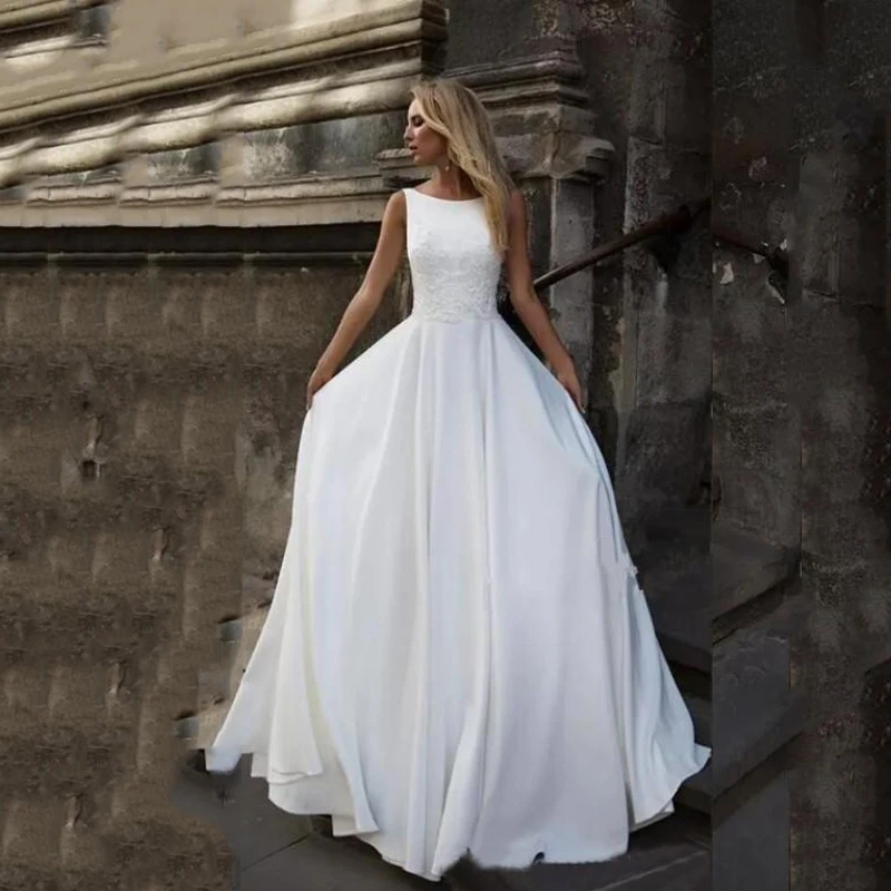 Lorie Boho Lace Wedding Dresses V Back Satin Bride Vestido de novia Custom Made Hot Gowns | Свадьбы и торжества