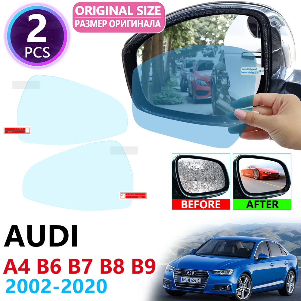 

for Audi A4 B6 B7 B8 B9 8E 8H 8K 8W S4 RS4 2002~2020 Full Cover Rearview Mirror Rainproof Anti Fog Film Accessories 2015 2019