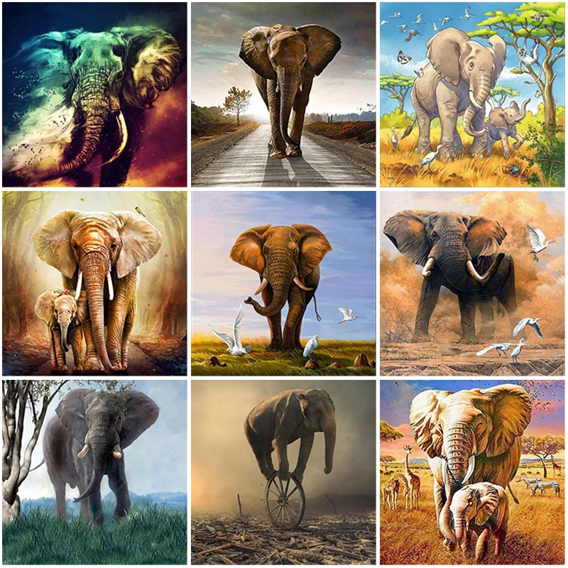 

DIY Elephant 5D Diamond Painting Full Round Drill Animal Diamond Embroidery Cross Stitch Kits Mosaic Home Decor Wall Art