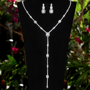 

GODKI Trendy Luxury Lariat Necklace Earring Sets Jewelry Set For Women Wedding Full Cubic Zircon Dubai Bridal jewelry Set 2020