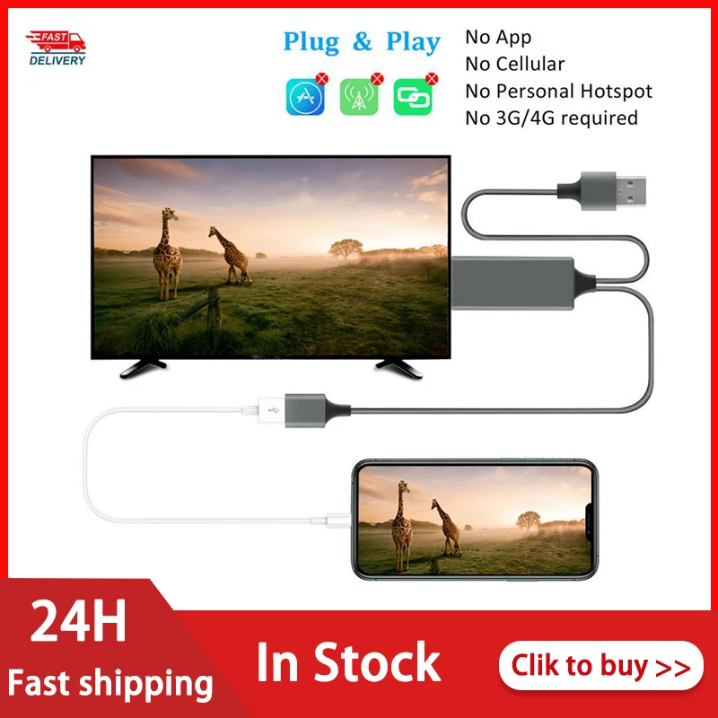 Universal de 1080P compatible con HDMI reflejo Cable TV Cable adaptador de teléfono de TV HDTV adaptador para IPhone 11/ IPad/ Android