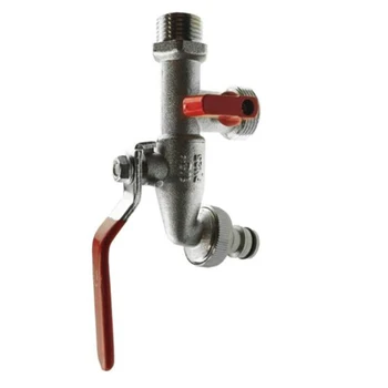 

1/2\\\\\\\" BSP Double Outlet Garden Tap Brass Nickle Plated Automatic Watering 1/2 Lever Handle For Easy On/off Operation