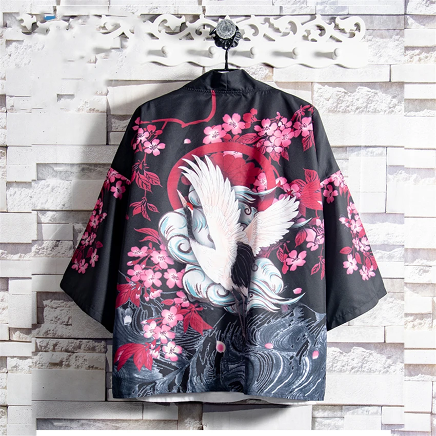 Japanese Style Men Kimono Haori Ukiyo-e Retro Yukata Traditional Japan ...