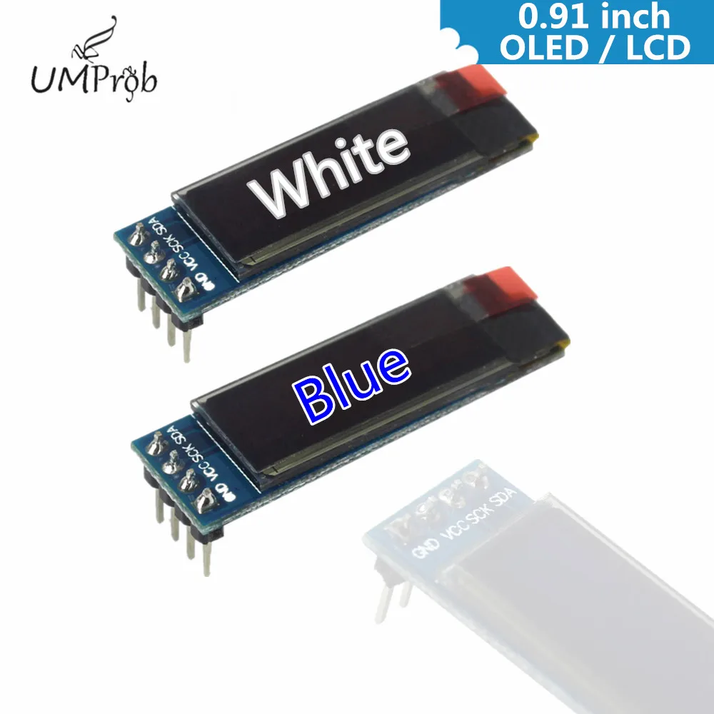 0.91 Inch 128x32 IIC I2C White / Blue OLED LCD Display DIY Module SSD1306 Driver IC DC 3.3V 5V for arduino