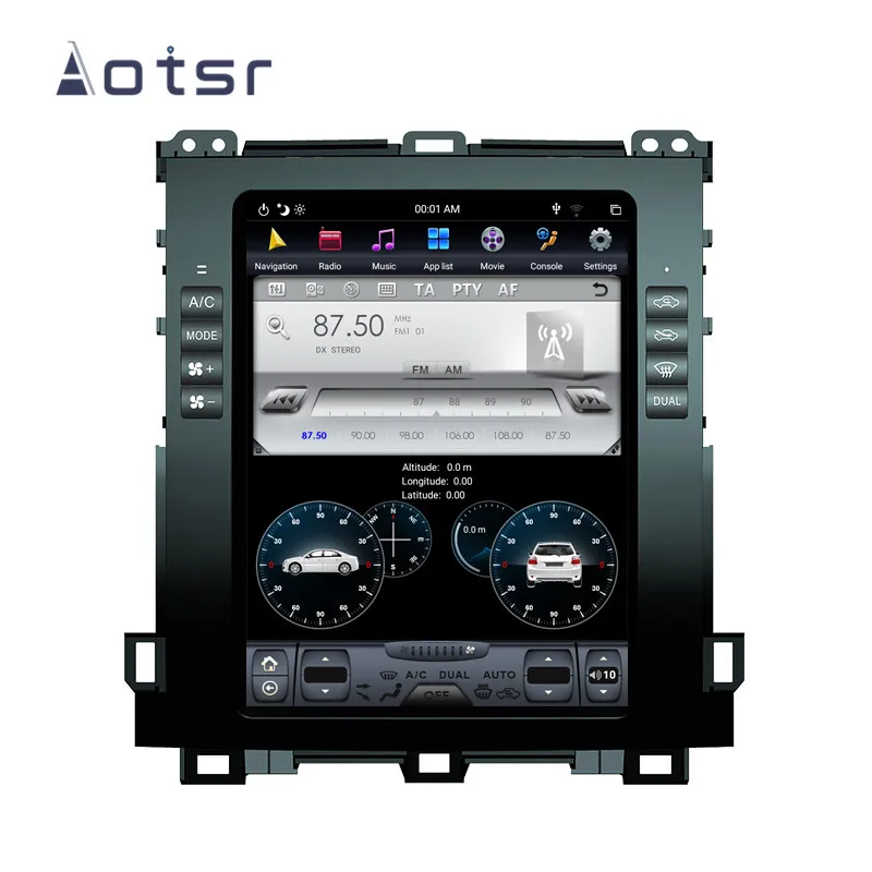 Top PX6 4GB Tesla style Android 8.1 Car GPS For Toyota Land Cruiser Prado/Lexus GX470 2002-2009 Car Multimedia System Player car LCD 3