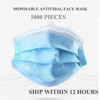 

1000 PIECES Disposable Non-woven Dust Masks Elastic Anti PM2.5 Anti Breathing Safety 3 Layers Masks Face Care Elastic Ear-loops