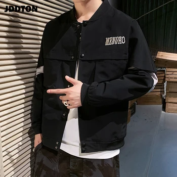 

JDDTON Mens Standing Collar Jacket Spring Autumn Baseball Uniform Outwear Windbreaker Loose Man Coat Hip Hop Male Overcoat JE298