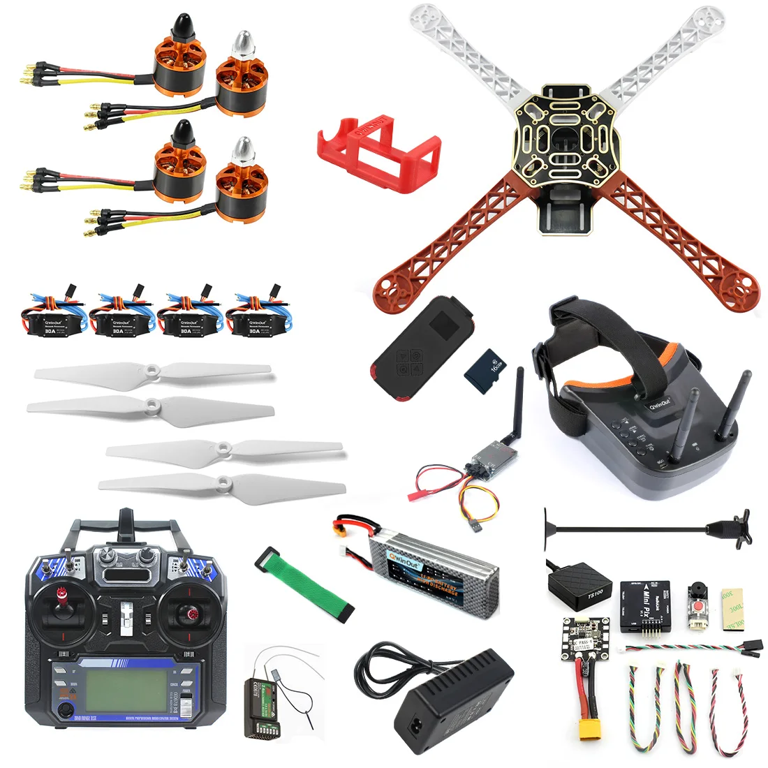 

DIY RC Drone Kit F450-V2 FPV Quadcopter with MINI PIX MINI GPS Q6 4K Wide Angle Action Camera FPV Watch/FPV Goggles Full Set Kit