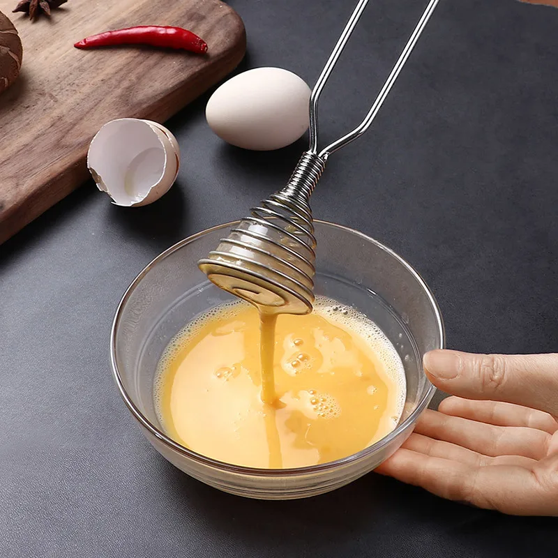 Stainless steel spring egg stiring Hand Push Rotate Whisk Mixer Egg Beater for Kitchen Baking batidor Cooking Tools gadget