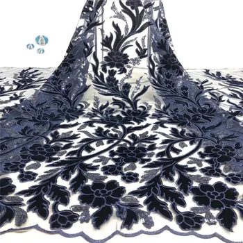 

Soft Nigerian Velvet Lace Fabric French Sequins Laces Fabric Beautiful African Lace Fabirc For Women Party Wedding Trim