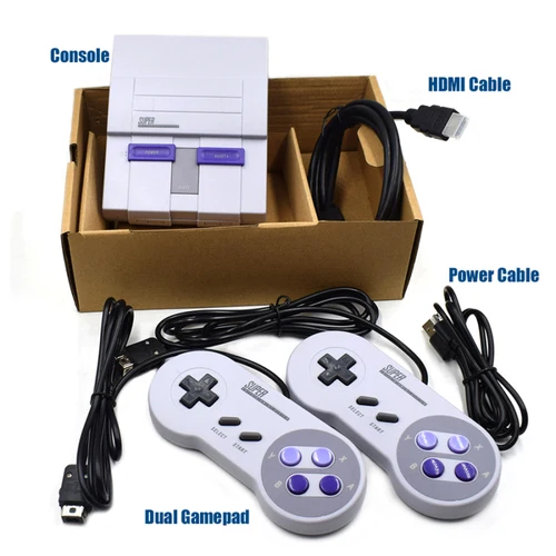 SNES 레트로 클래식 핸드헬드 비디오 게임 플레이어용 슈퍼 HD 출력, TV 미니 게임 콘솔, 듀얼 게임패드 포함, 21 개 게임 내장, 신제품 2