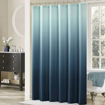 

Holes Gradient Color With Hooks Decorative Quick Dry Shower Curtain Durable Thick Mildew Resistant Hanging Bathing Waterproof