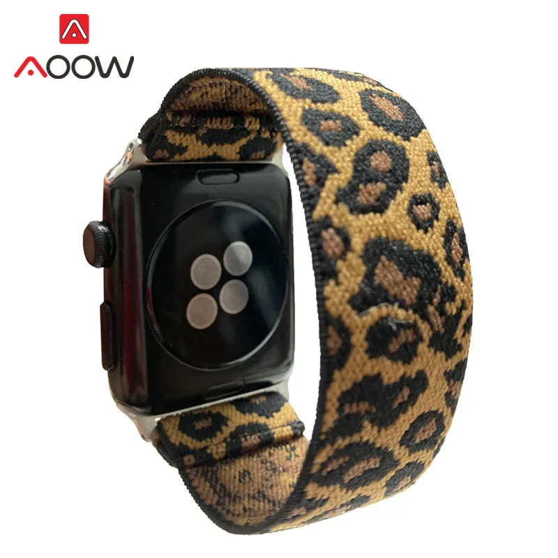

Elastic Band Stretchy Loop for Apple Watch 4 5 38mm 42mm 40mm 44mm Leopard Women Strap Bracelet Watchband for iwatch 12 3 Blue