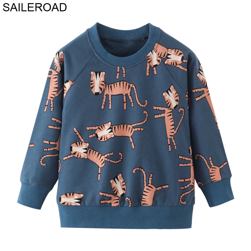 SAILEROAD Animal Tiger Print Мальчики с капюшоном для детей Толстовки Baby Boy Одежда Осень-Зима с длинным рукавом Хлопок Толстовка - Цвет: 9034 same picture