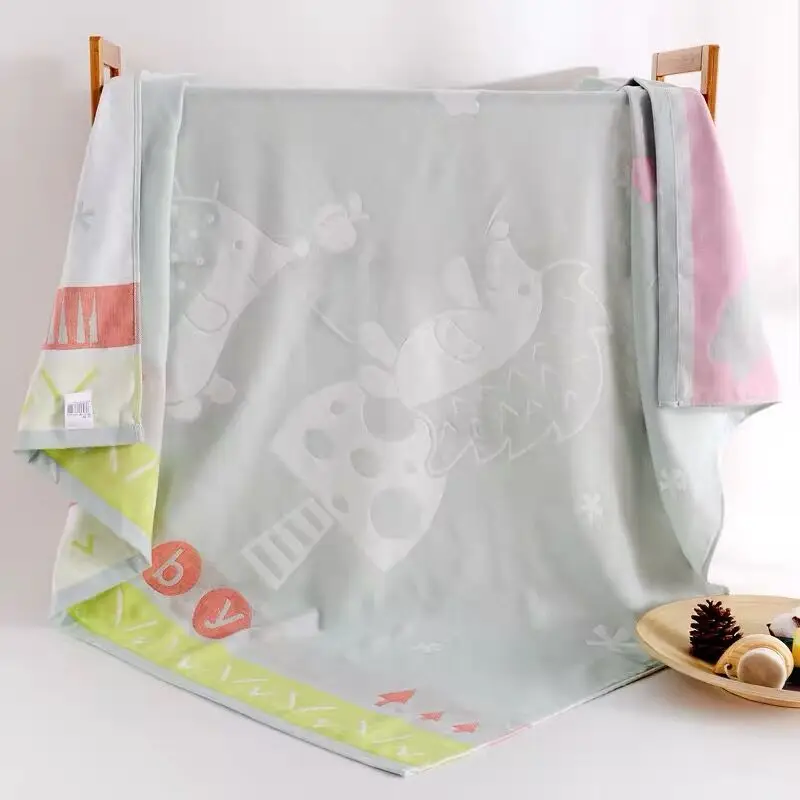 Детское хлопковое муслиновое одеяло 3 цвета с рисунком медведя для новорожденных