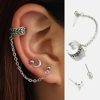 

3pcs/Set Bohemia Moon Chain Earrings Set Alloy Women's Earrings Goldne & Silver Earring Piercing Women Jewelry